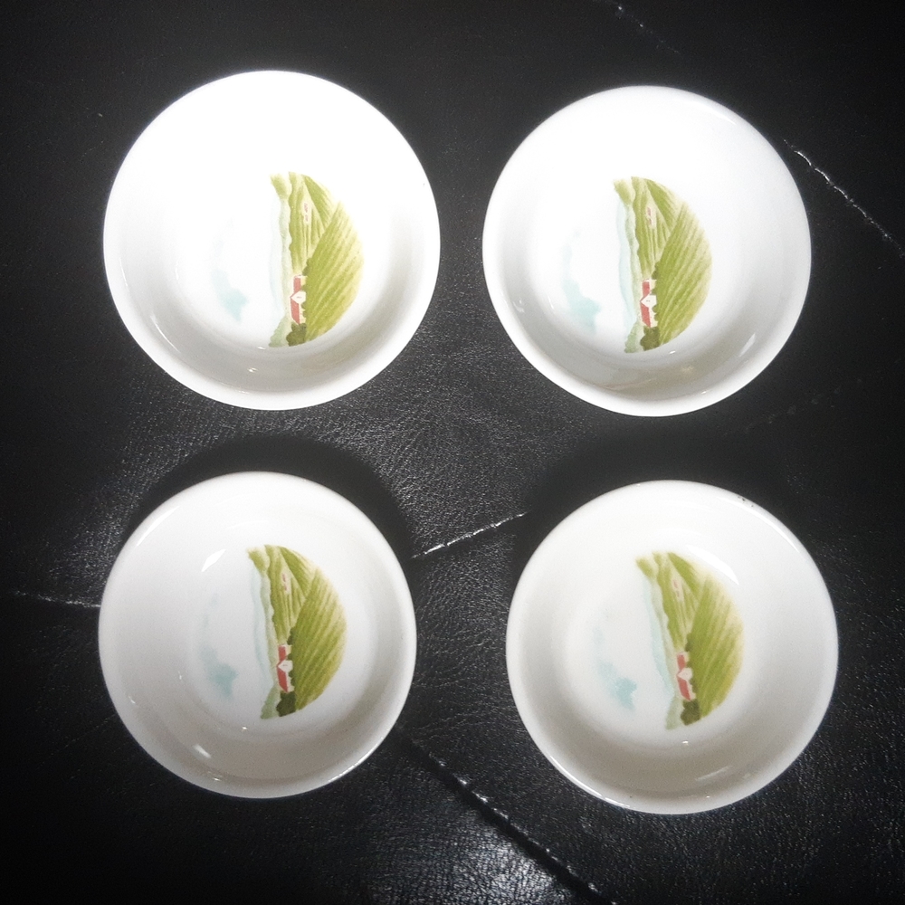 Rare St. Dalfour set of 4 ceramic plates butter pat jam dishes bowls